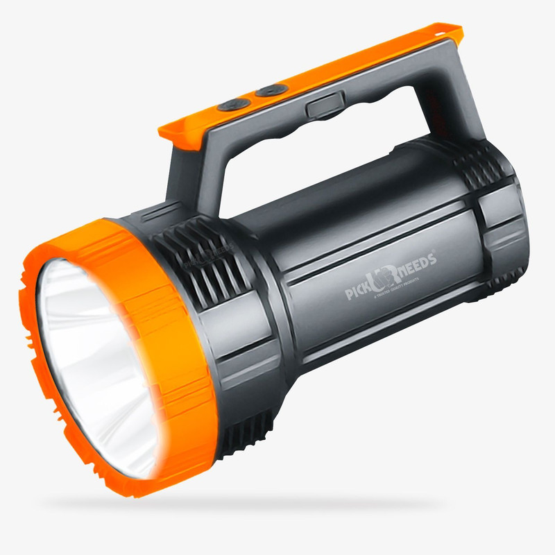 Daily Needs Shop Rechargeable Long Range home emergency Search Torch light 10 hrs Torch Emergency Light(Orange, Grey)
