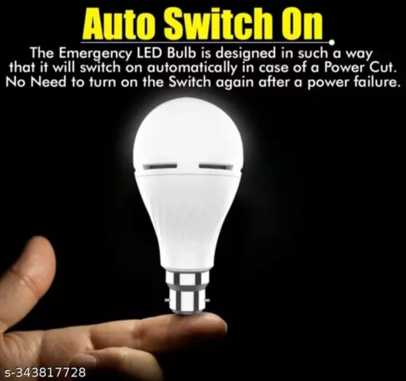 Gold Nation 12W Charging emergency bulb pack of 2 Bulb Emergency Light 8 hrs Bulb 8 hrs Bulb Emergency Light(White)