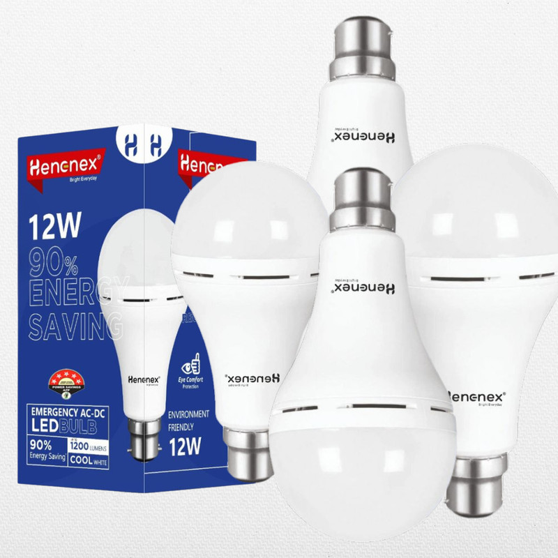 Henonex Pack of 4 Long-Lasting 12W Rechargeable Emergency Bulbs 4 hrs Bulb Emergency Light(White)
