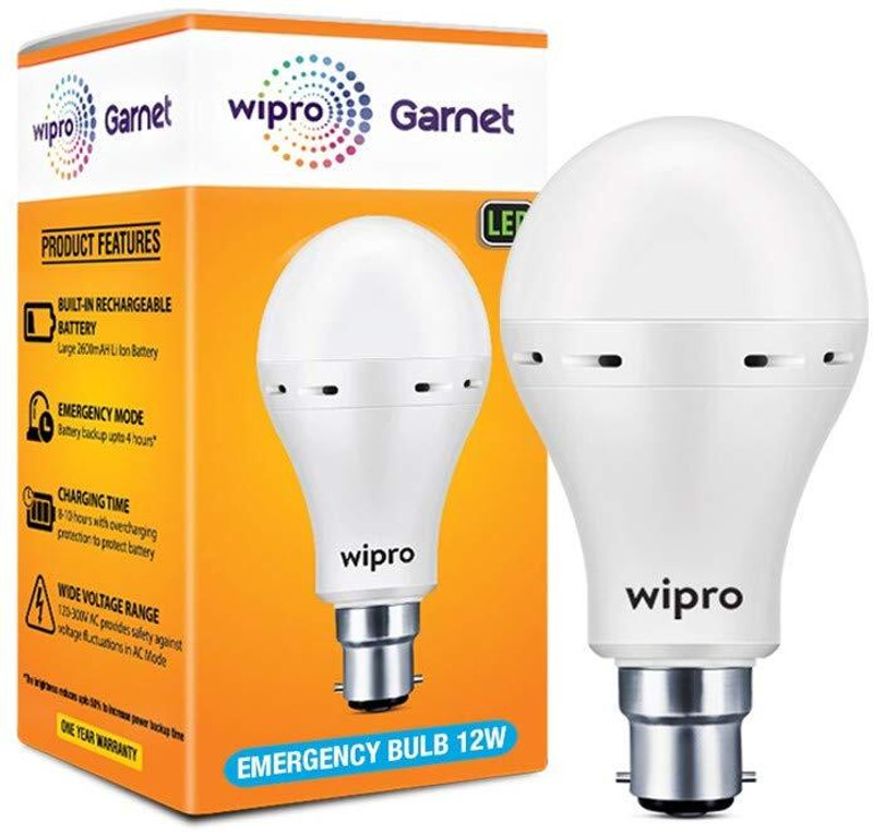 Wipro Garnet 12W Invertor LED 4 hours Bulb Emergency Light(White)