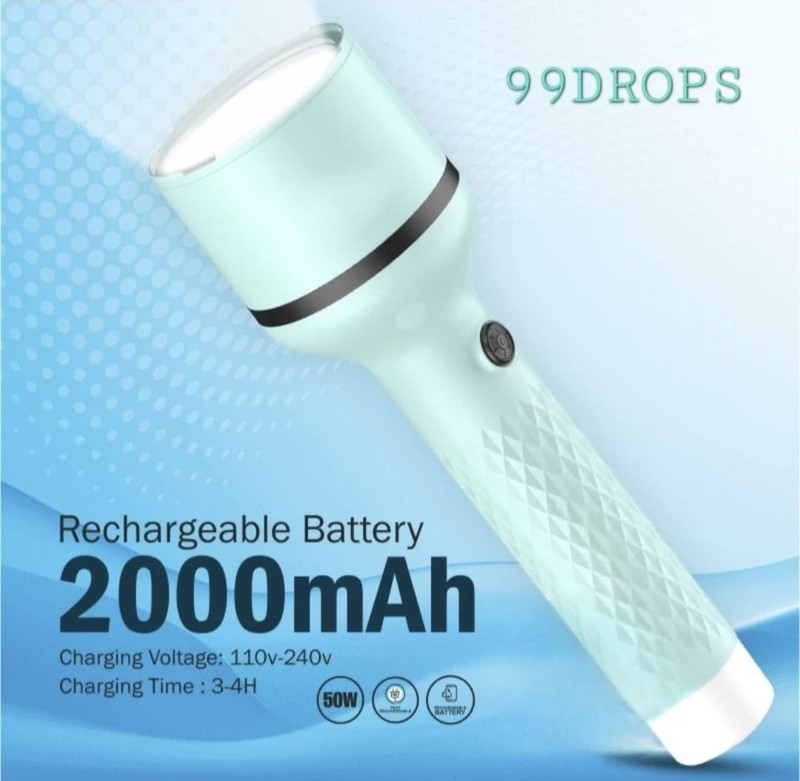 99Drops Rechargeable Long Distance Torch Up to 1 Km high power 1 hrs Torch Emergency Light(Black)