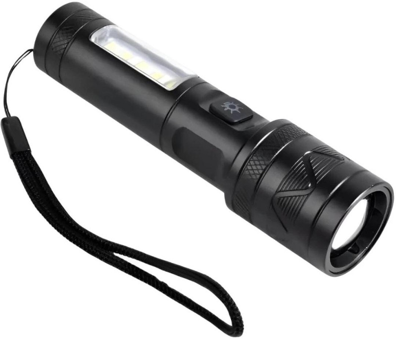 Dazzel Flex 370 Led Torch Long Range 900 Meter 1 Km High Power Long Distance with Type C USB 6 hrs Torch Emergency Light(Black)