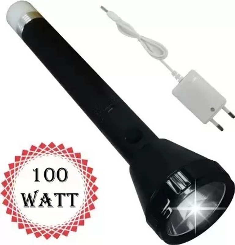 Zeno volt Domoda 2665 Torch 2 Km Long Range Light , Dual Modes Function Big Side Light Torch(Black, 25 cm, Rechargeable)