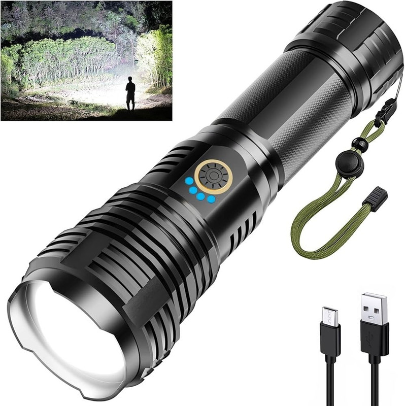 HYMASA M983 Rechargeable LED Torch Zoomable Focus High Brightnes Long Range Torch Light 8 hrs Torch Emergency Light(Black)