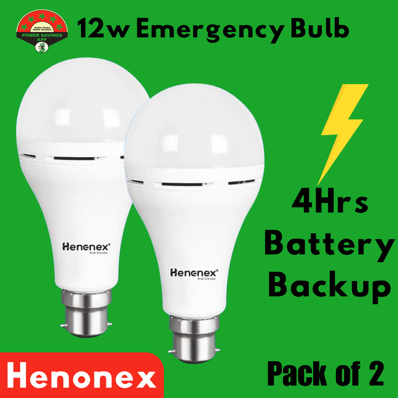Henonex Portable Emergency Bulb Pack of 2 | Ideal for Blackouts 2 hrs Bulb Emergency Light(White)