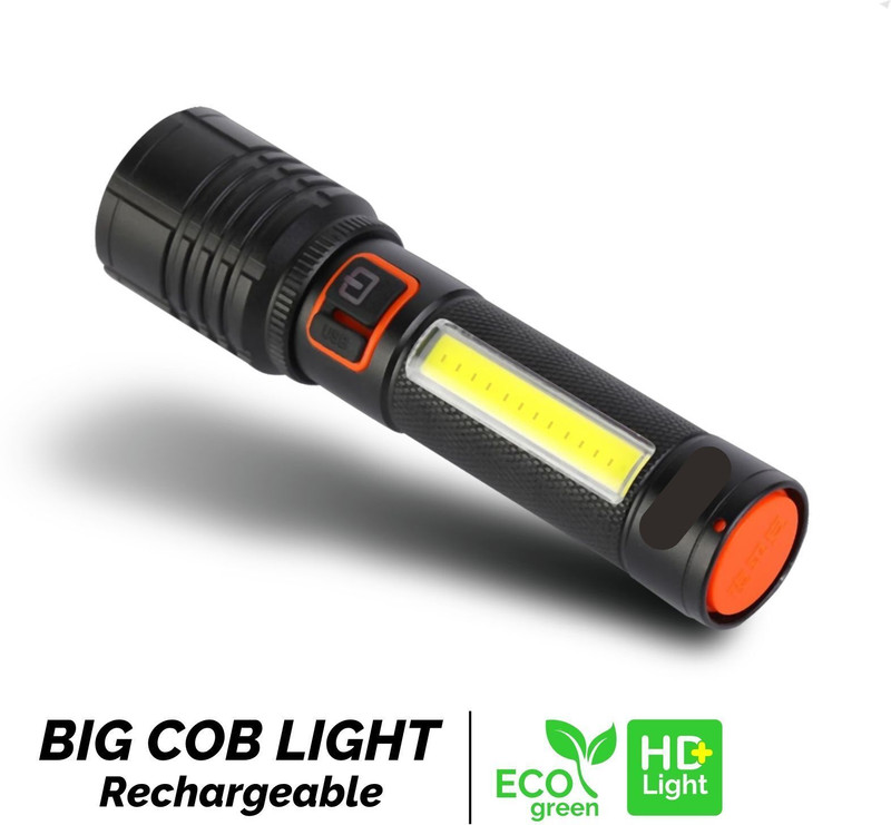 EN 24 Energy 2 in 1 Lithium Battery High Power Torch With SOS Blinker Indicator Light 4 hrs Lantern Emergency Light(Black)
