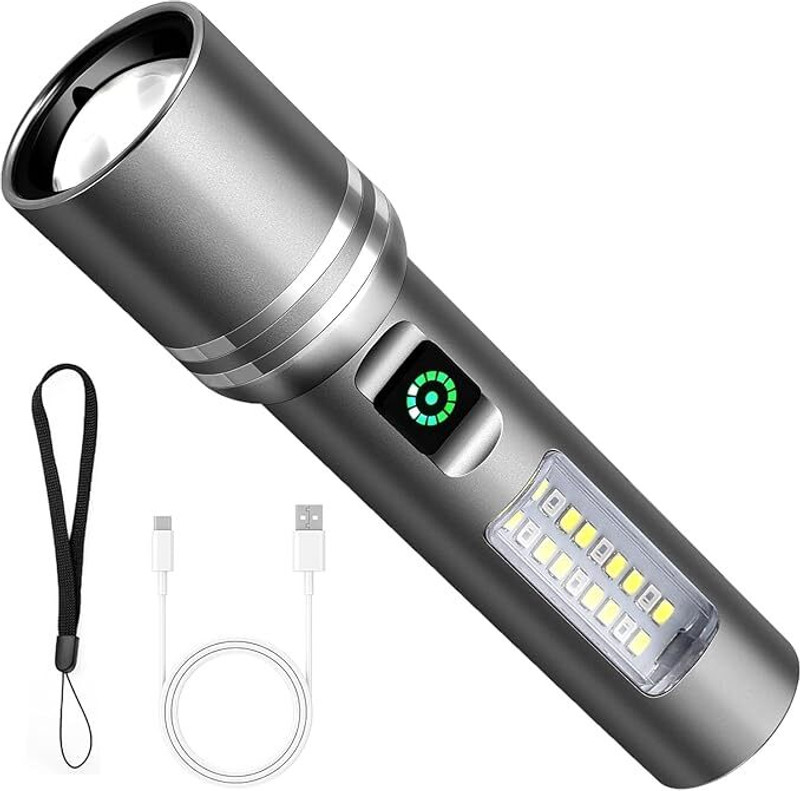 Zeno volt Aluminum Alloy Rechargeable Torch Light, 1000 Lumens Torch Light 8 hrs Torch Emergency Light(Silver)