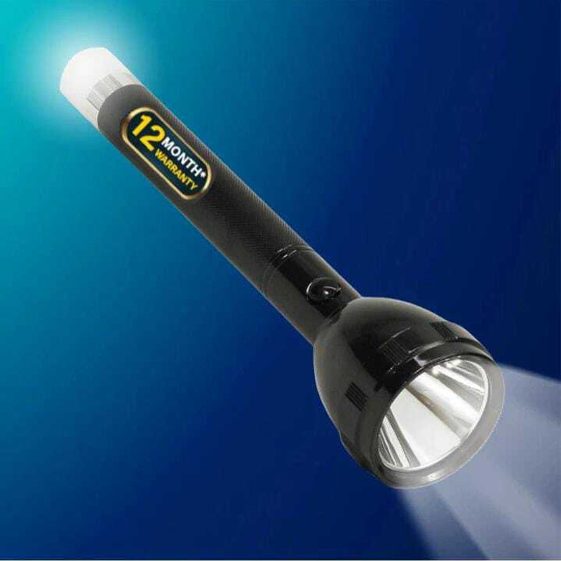 Zeno volt JY-9050 Long distance-Dual mode-Up to high power & Dual Battery Torch 27 cm 8 hrs Torch Emergency Light(Black)