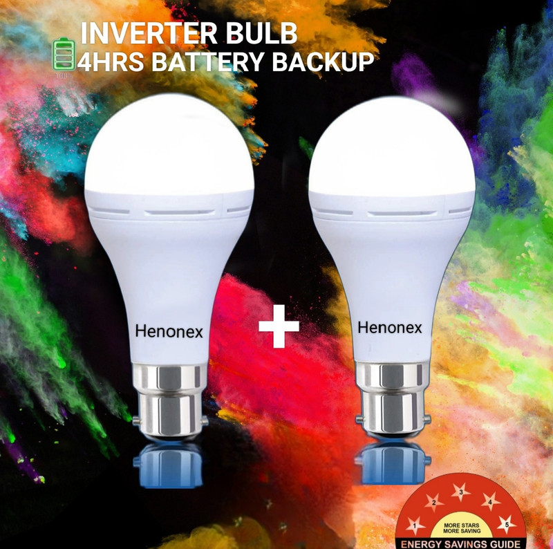 Henonex Smart Rechargeable Emergency Bulb (Pack of 2) | Ideal for Home & Office 2 hrs Bulb Emergency Light(White)