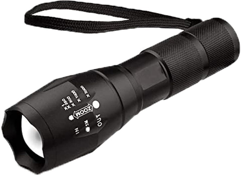UNZAG (Pack Of 2) Rechargeable 5Mode Led Waterproof Metal Torch15W Flashlight Zoomable 2 hrs Lantern Emergency Light(Black)