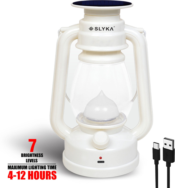 SLYKA Rechargeable & Portable Sturdy Lamp with Night Lamp Table Lamp(23 cm, White)
