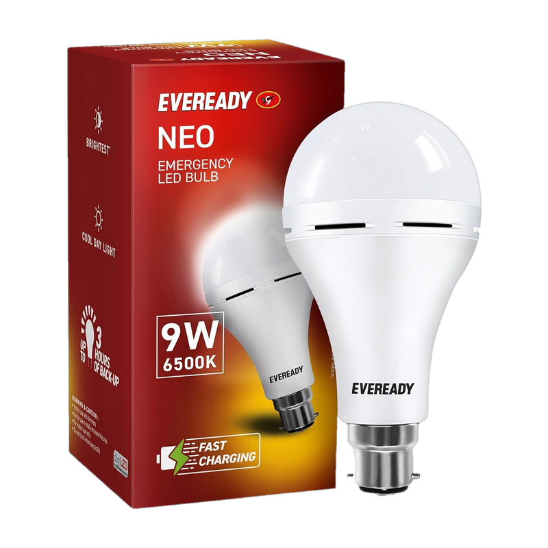 EVEREADY 9W Rechargeable Bulb, Ideal for Powercuts, Energy Efficient 4 hrs Bulb Emergency Light(White)