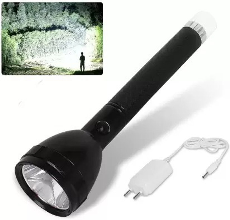 NKZ Rechargeable SUPER bright Torch High Power Flashlight for Camping Hiking Outdoor 10 hrs Torch Emergency Light(Black)