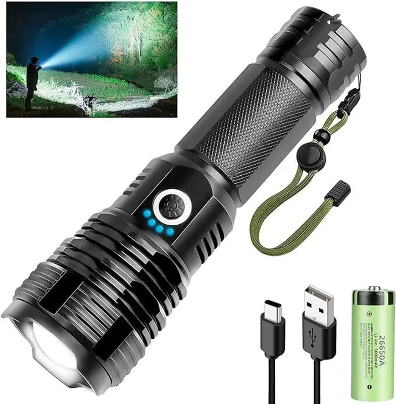 Sument Rechargeable USB Tactical, Waterproof Portable Torch Light for 8 hrs Torch Emergency Light(Black)