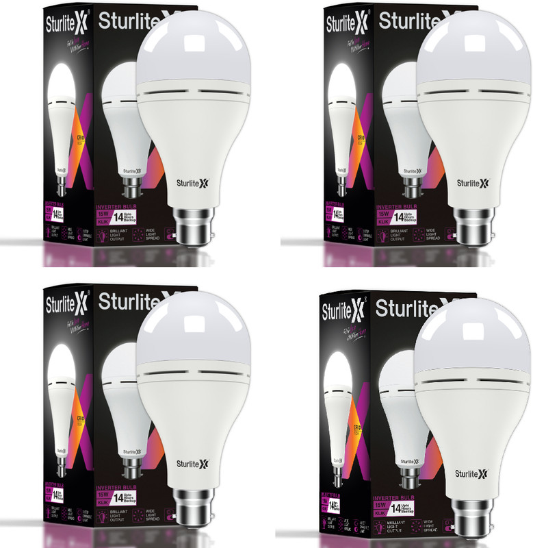 Sturlite Klik (3 in 1) 15W LED Inverter Bulb (Pack of 4) 14 hrs Bulb Emergency Light(White)