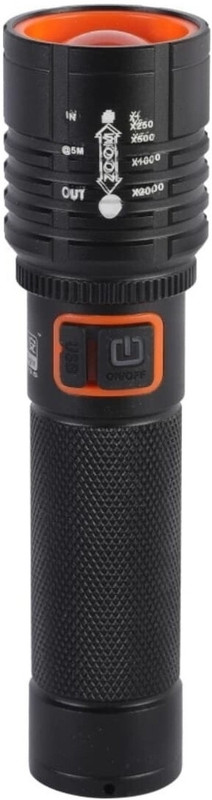UNZAG Dual Mode Lighting Rechargeable Led Torch Rechargeable Led Flashlight Spotlight 2 hrs Lantern Emergency Light(Black)