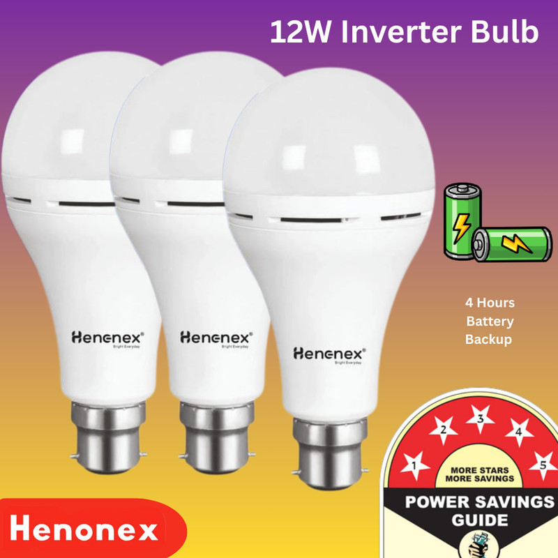 Henonex Emergency Backup Bulb Set of 3 | Home & Office Power Failure Light 4 hrs Bulb Emergency Light(White)