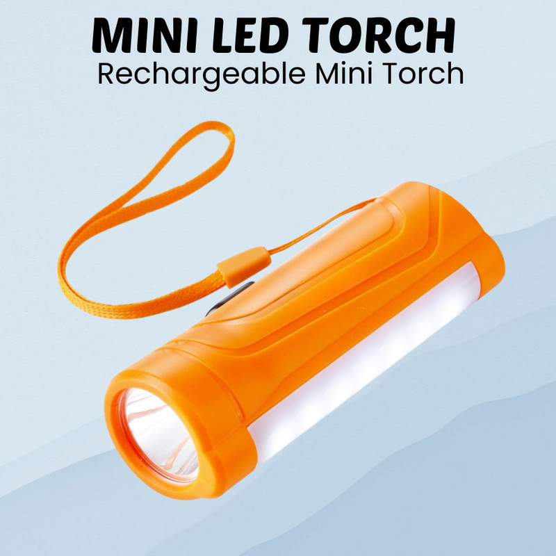 SACRO LED (Torch Light) with COB Light and USB Rechargeable, 1200mAh Battery D373 100 hrs Torch Emergency Light(Multicolor)
