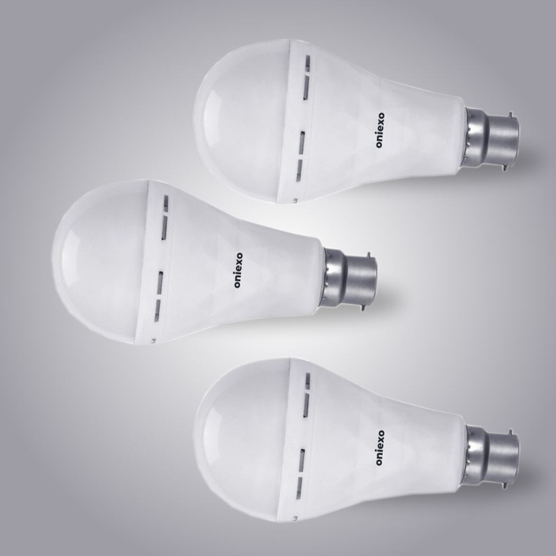 ONIEXO Pack of 3-Rechargeable LED Emergency Bulb 12W for Safe and Dependable Lighting 4 hrs Bulb Emergency Light(White)