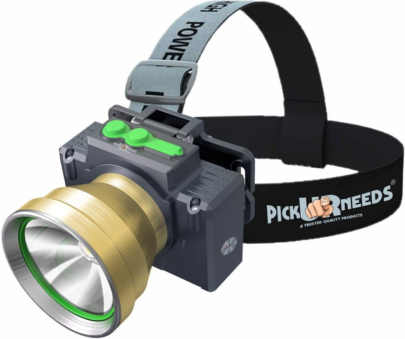 Pick Ur Needs Rechargeable Head Lamp With 3 Mode LED Almunium Body 150W Laser 2400 mAh Battery 3 hrs Torch Emergency Light(Silver)