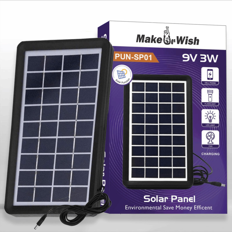 Make Ur Wish 3W Solar Panel Board Waterproof 93% Light Transmittance PolySilicon Solar Panel 4 hrs Lantern Emergency Light(Black)