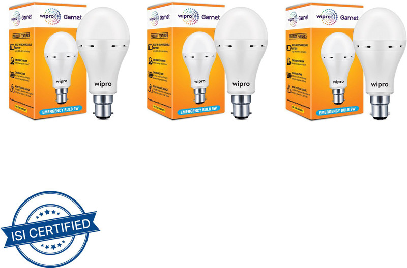 Wipro Garnet 9W Inverter LED, (Pack of 1) 4 hrs Bulb Emergency Light(White)