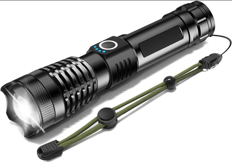 Oximus Super Bright Flash Lights, Zoomable, 5 Modes, Powerful Handheld 12 hrs Torch Emergency Light(Black)