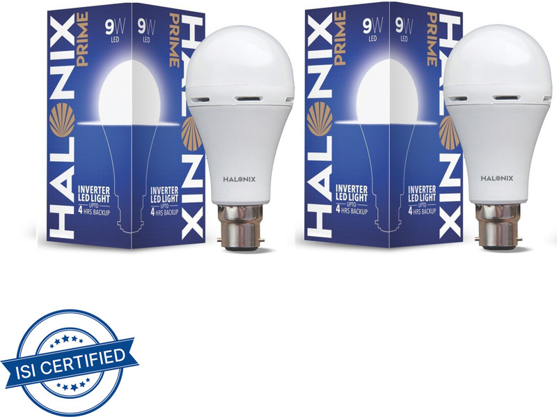 HALONIX LED PRIME INVERTER 9W B22 CW PK2 M 4 hrs Bulb Emergency Light(White)