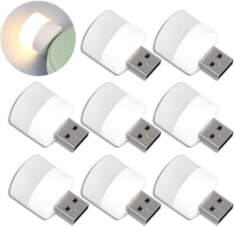 cilesis Bulb Plug in LED Night Light USB LED Mini, LED Sleep. Pack of 5 (Color White) 0 hrs Bulb Emergency Light(White)