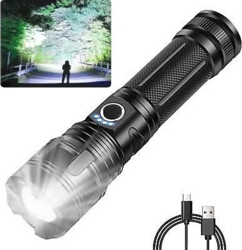 Zeno volt 376+Keychain Light Rechargeable USB Tactical, Waterproof Portable Torch Light 8 hrs Torch Emergency Light(Black)