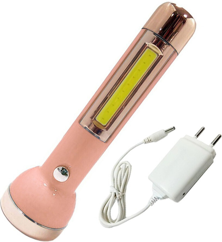 GALLAXY LED Rechargeable Torch Light and 1 COB Side Flashlight with Charger 2 hrs Torch Emergency Light(Multicolor)