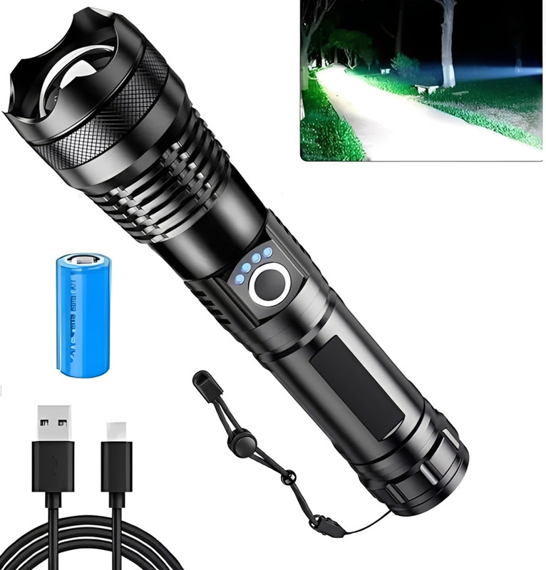 HYMASA M983 Super Bright Torch Light with Adjustable Focus & Long Range Beam 8 hrs Torch Emergency Light(Black)