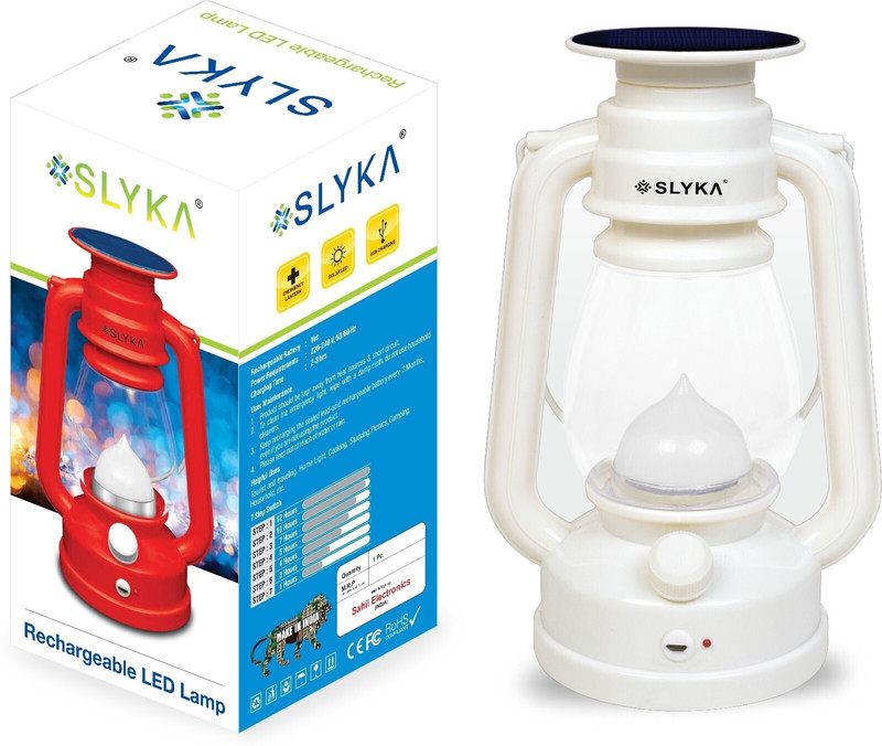 SLYKA LED Rechargeable Hanging Solar Lantern White Plastic Table Lantern(23 cm X 14 cm, Pack of 1)