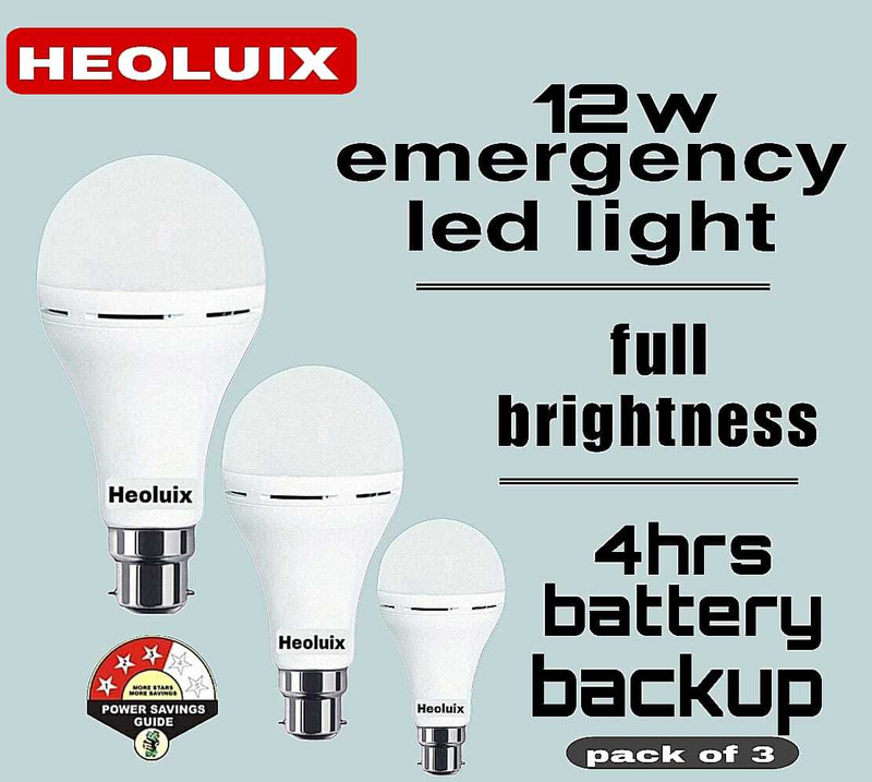 heoluix 12 W Standard Acdc Bulb 4 hrs Bulb Emergency Light(White)