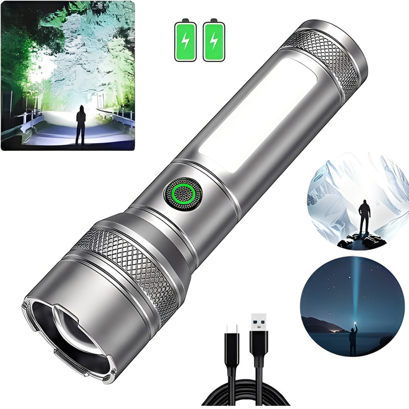 Zeno volt Professional Long Range Torch Strong Metal Body High Power White Led Flashlight 5 hrs Torch Emergency Light(Black)