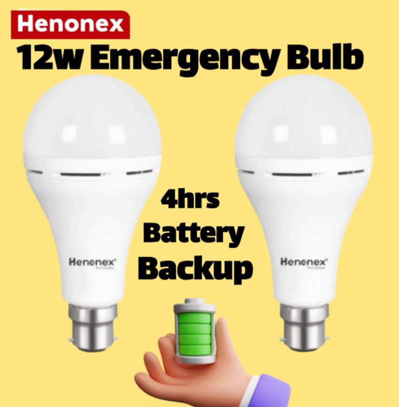 Henonex 2 Rechargeable Inverter Bulbs | Emergency Light Combo for Power 2 hrs Bulb Emergency Light(White)