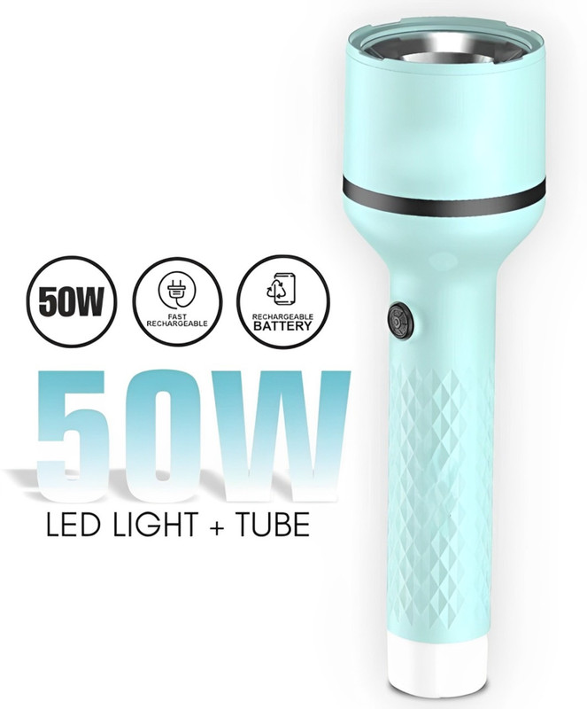 Dazzel Flex Rechargeable Emergency Torch Light With 4 Multiple Mode Light Type C Fast Charge 4 hrs Torch Emergency Light(Blue)