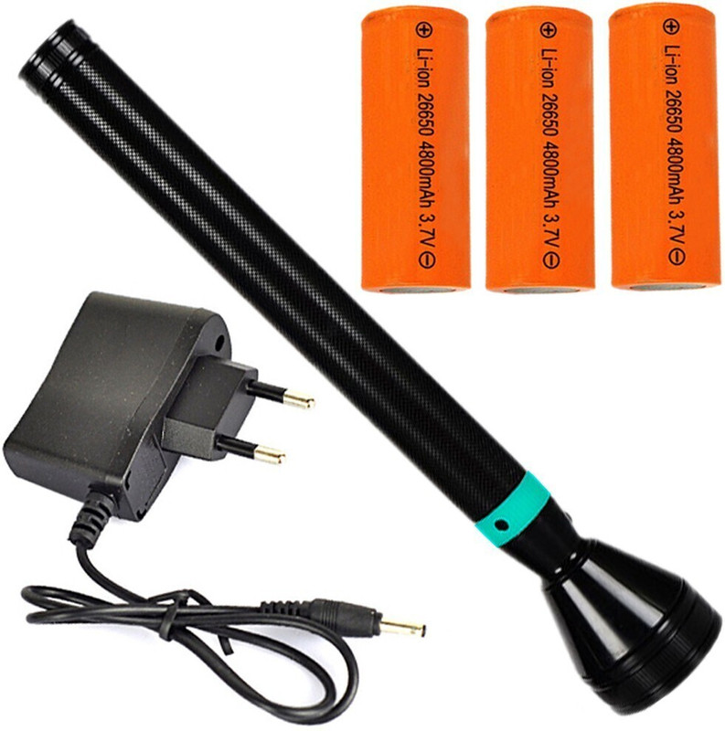 GALLAXY Long Lasting 4800mah Battery High Power Rechargeable 25w LED Torch 1500m Long Range Distance 5 hrs Torch Emergency Light(Black)