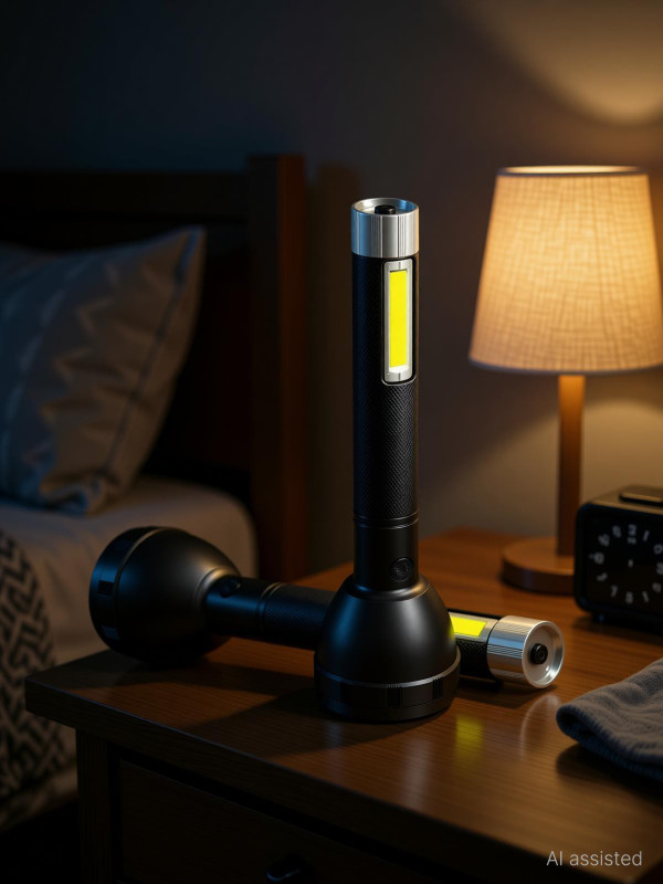 Daily Needs Shop Rechargeable 2 in 1 Long Range 40 Watt LED Torch with Long Emergency Tube Light 5 hrs Torch Emergency Light(Black)