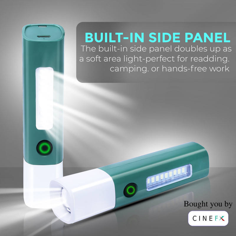 Cinefx Rechargeable Tactical Torch with Zoom Focus, SOS Mode, 1200mAh Battery 6 hrs Torch Emergency Light(Multicolor)