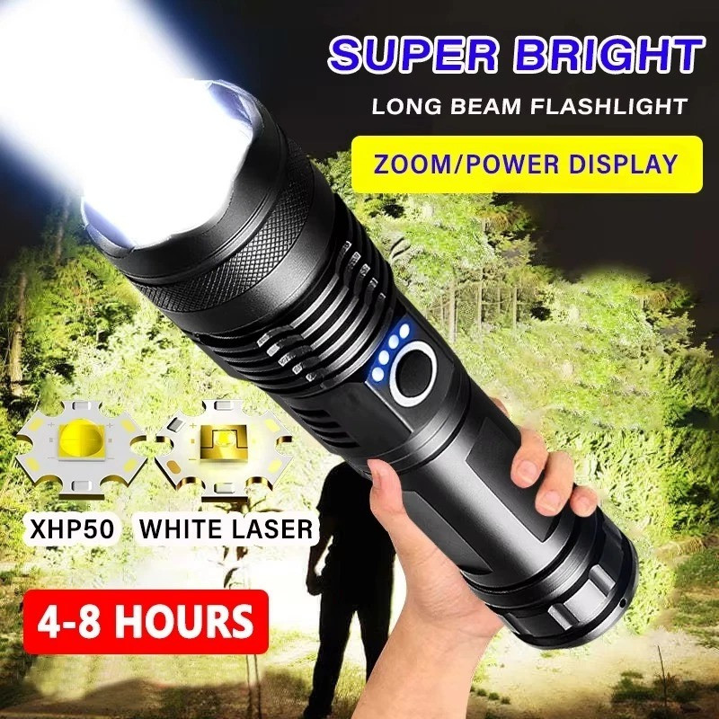 Zeno volt Super Bright Tactical Flashlight, Handheld Powerful Flashlights for , Camping Torch(Black, 18 cm, Rechargeable)