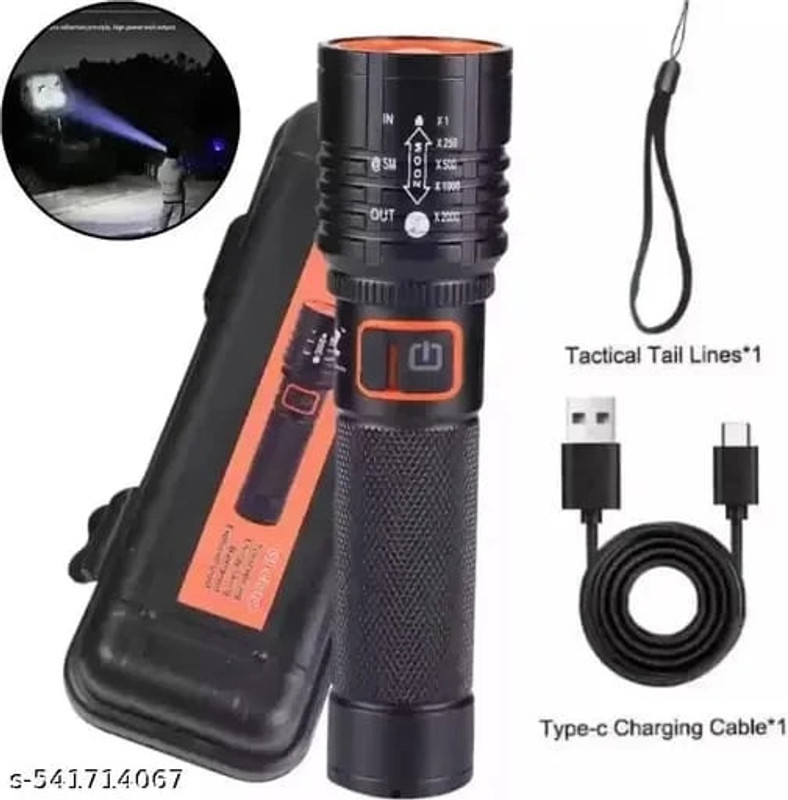 TANSHA 035 Rechargeable Torch, Aircraft Aluminum Body, Telescopic Zoom, Led Flashlight 2 hrs Torch Emergency Light(Multicolor)