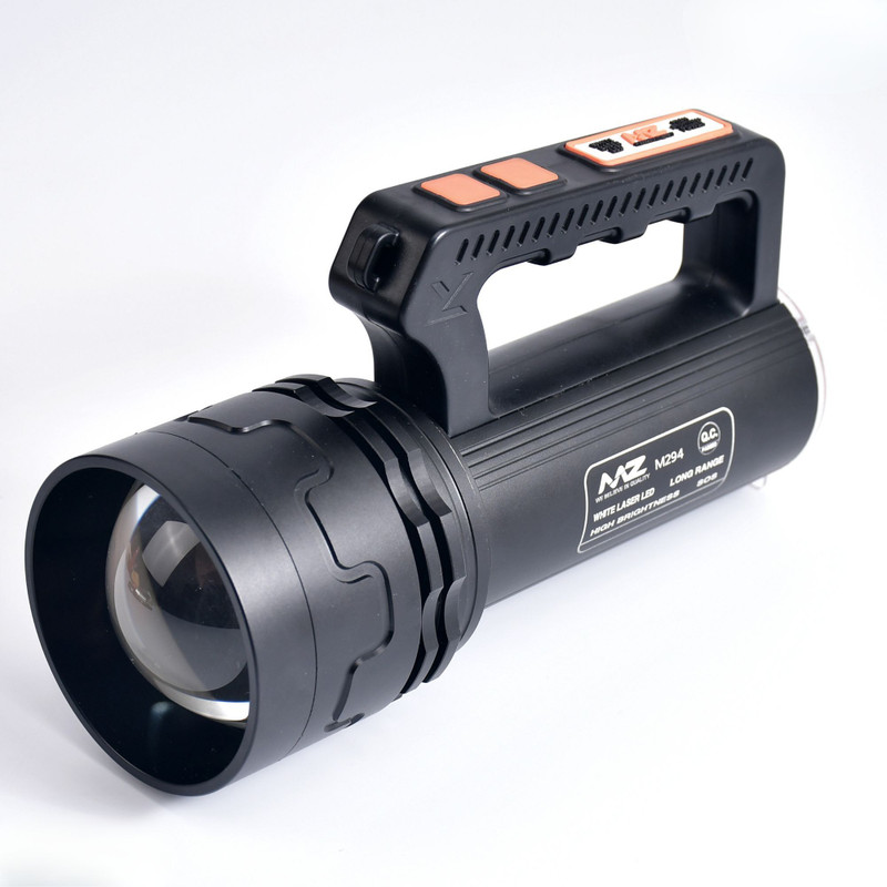 MZ M294 (RECHARGEABLE SEARCH LIGHT) 500W Laser LED, 7-14 hrs Working Time 14 hrs Torch Emergency Light(Black)