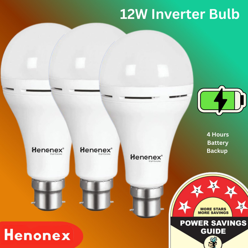 Henonex Emergency Bulb Combo of 3 | Automatic Power Cut Lighting Solution 4 hrs Bulb Emergency Light(White)