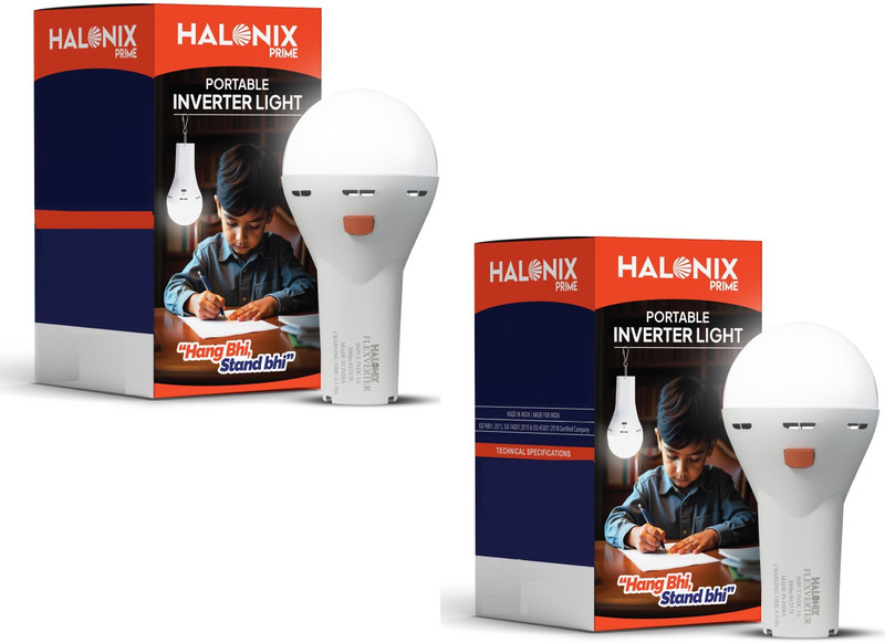 HALONIX 5W Portable LED Torch + Bulb Emergency Hanging Lantern 4 hrs Torch Emergency Light(White)