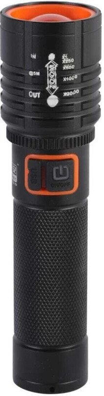 UNZAG 5 Mode Powerful Beautiful Reachargeable Long Range Focus Black Led Flashlight 2 hrs Lantern Emergency Light(Black, Red)