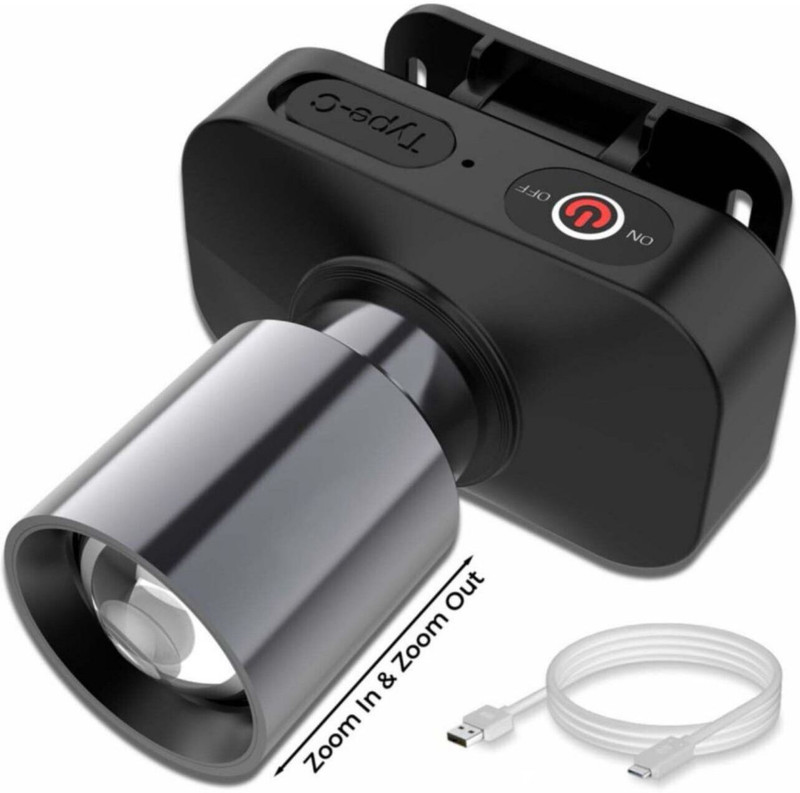 Smuf Rechargeable Metal Body Head Lamp With 3 Mode Light Zooming 3 hrs Flood Lamp Emergency Light(Black)