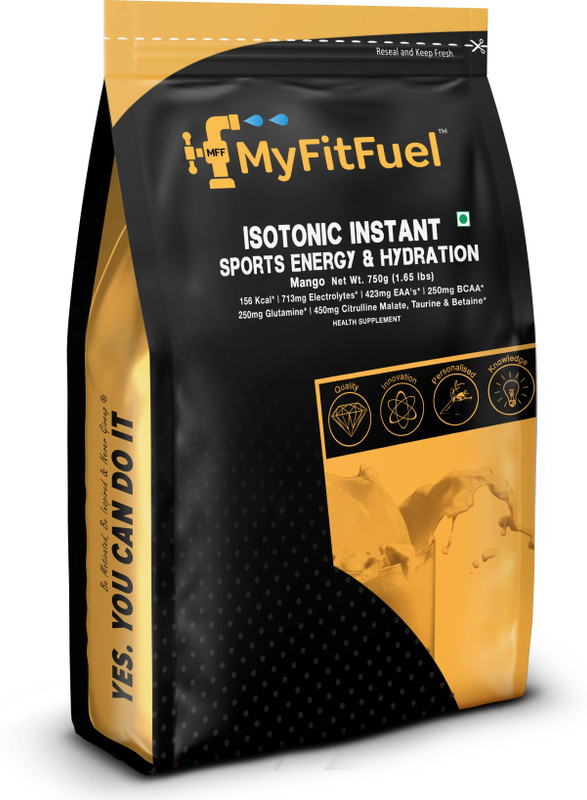 MyFitFuel Isotonic Instant Sports Energy Hydration+ BCAA, EAA, 17 Ingredient- 750g, Mango Nutrition Drink(750 g, Mango Flavored)