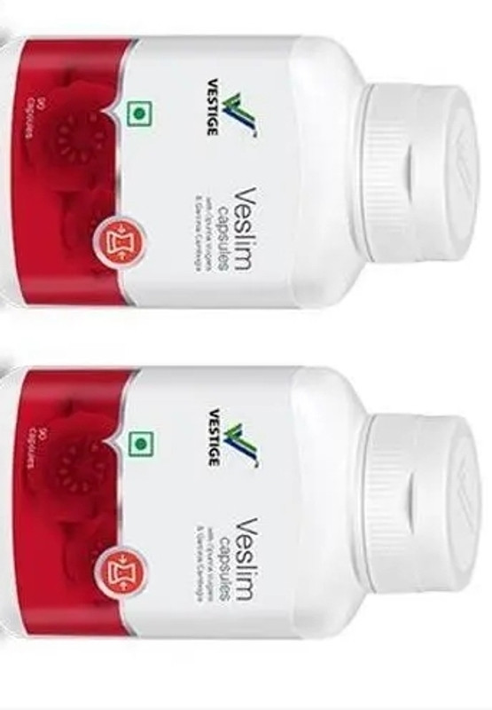 Vestige Veslim Capsules 90*2, Combo Pack Nutrition Drink(180 Tablets, Unflavored Flavored)