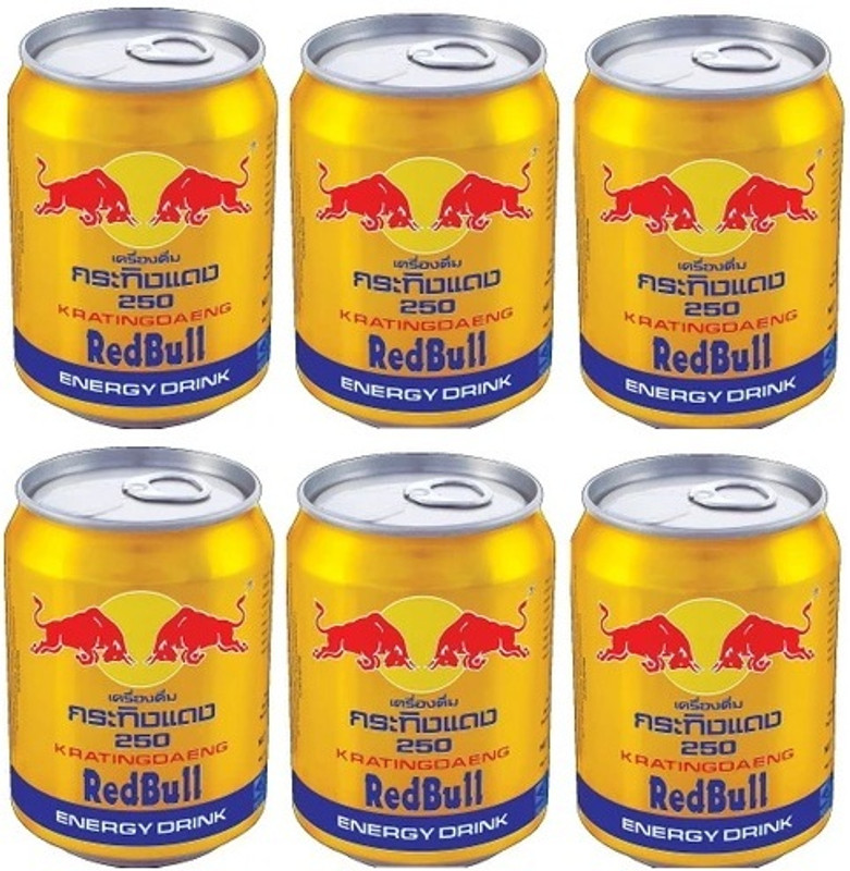 Red Bull Kratingdaeng Energy Drink (Gold Aluminum Can) 250ml × 6 | Energy Drink(6x250 ml, Kratingdaeng Flavored)